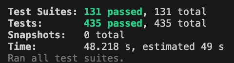 Tests ran in 48 seconds