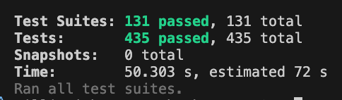 Tests ran in 50 seconds